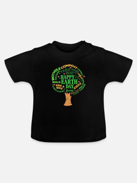 Earth Day - Baby Bio-T-Shirt mit Rundhals - Schwarz