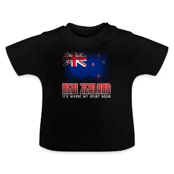 Neuseeland - Baby Bio-T-Shirt mit Rundhals - Schwarz - Vorne