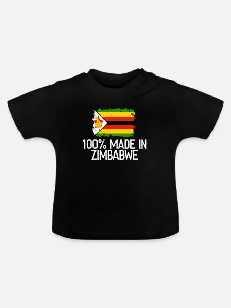 Simbabwe - Baby Bio-T-Shirt mit Rundhals - Schwarz