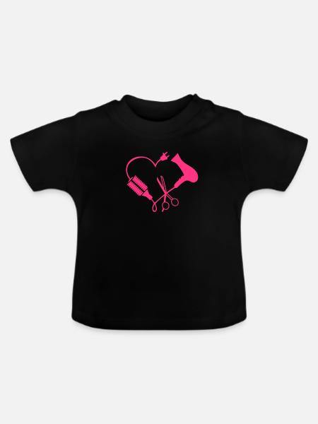 Friseurin - Baby Bio-T-Shirt mit Rundhals - Schwarz
