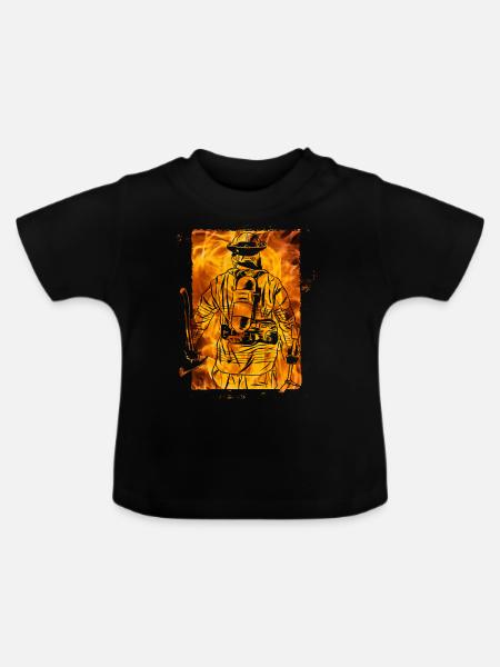 Feuerwehrmann - Baby Bio-T-Shirt mit Rundhals - Schwarz
