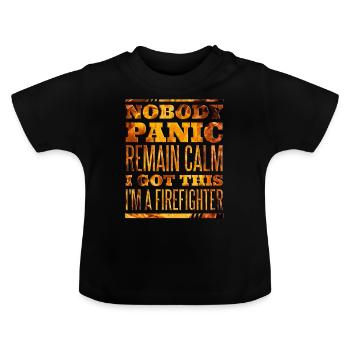 Firefighters Firefighter - Baby Organic T-Shirt with Round Neck - black - Front