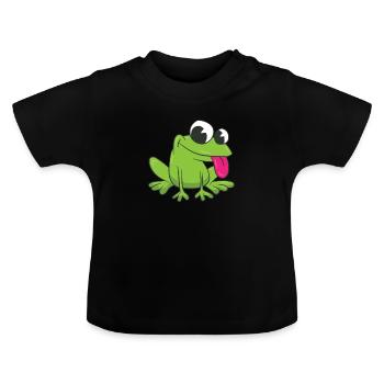 Frog - stick out its tongue - Baby Organic T-Shirt with Round Neck - black - Front