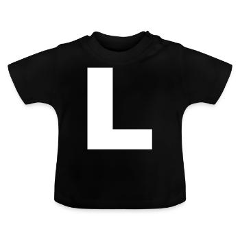 Lettre Initiales L - T-shirt bio col rond Bébé - noir - Devant