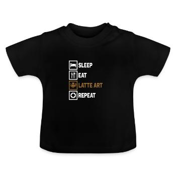 Latte Art Barista Coffee Milk Foam Art - Baby Organic T-Shirt with Round Neck - black - Front