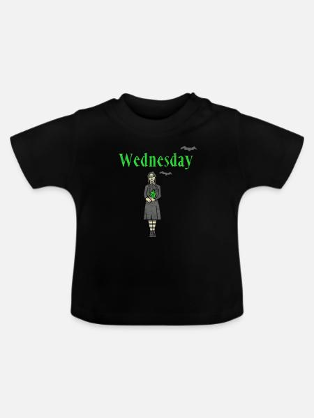 Mercredi Halloween effrayant drôle famille Addams cadeau - T-shirt bio col rond Bébé - noir