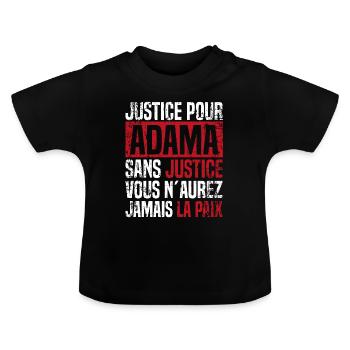 Equality Anti Racism Justive Pour Adama - Baby Organic T-Shirt with Round Neck - black - Front