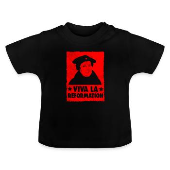 Chemise Viva La Reformation Martin Luther Protestant - T-shirt bio col rond Bébé - noir - Devant