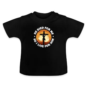Jesus Cross - Baby Organic T-Shirt with Round Neck - black - Front