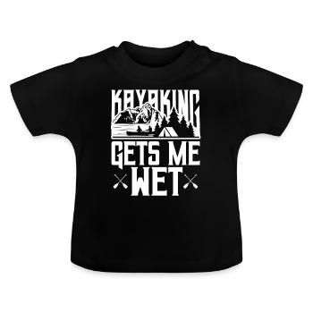 Le kayak me mouille - T-shirt bio col rond Bébé - noir - Devant