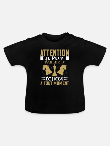 Je peux parler d'échecs à tout moment - Humour - T-shirt bio col rond Bébé - noir
