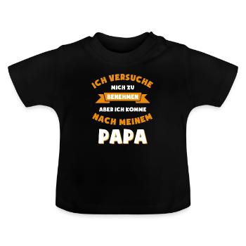 Ich versuche mich zu benehmen - Baby Bio-T-Shirt mit Rundhals - Schwarz - Vorne