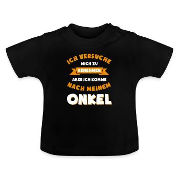 Ich versuche mich zu benehmen Onkel - Baby Bio-T-Shirt mit Rundhals - Schwarz - Vorne