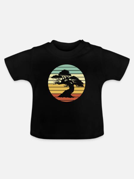Bonsai Baum - Baby Bio-T-Shirt mit Rundhals - Schwarz