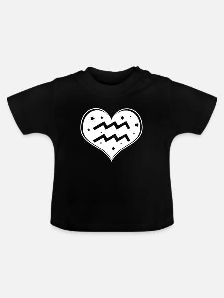 Sternzeichen Wassermann - Baby Bio-T-Shirt mit Rundhals - Schwarz