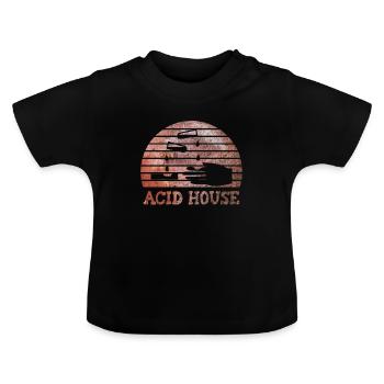 Acid House Ätzend Rost rostig - Baby Bio-T-Shirt mit Rundhals - Schwarz - Vorne