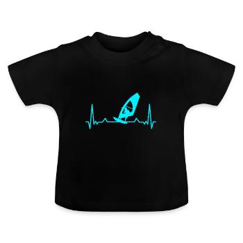 Windsurfing Heartbeat Windsurfer Blue - T-shirt bio col rond Bébé - noir - Devant