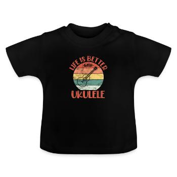 Ukulélé - T-shirt bio col rond Bébé - noir - Devant