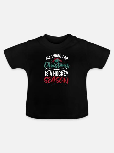 Eishockey Weihnachten - Baby Bio-T-Shirt mit Rundhals - Schwarz