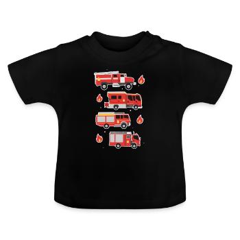 Feuerwehr Kinder & Baby Design - Baby Bio-T-Shirt mit Rundhals - Schwarz - Vorne