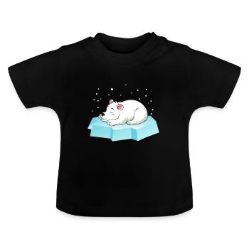 Ours polaire endormi - T-shirt bio col rond Bébé - noir - Devant