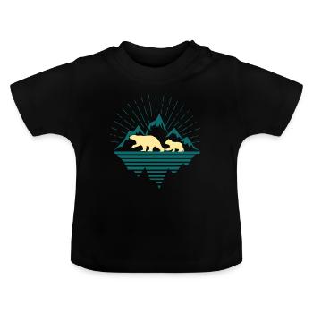 North Pole Polar Bear - Baby Organic T-Shirt with Round Neck - black - Front
