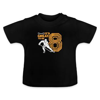 Eishockey 8. Geburtstag - Baby Bio-T-Shirt mit Rundhals - Schwarz - Vorne