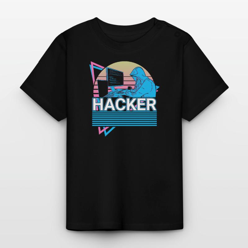 Hacker Coding Programmer Vaporwave Aesthetic Baby Organic T-Shirt with Round Neck