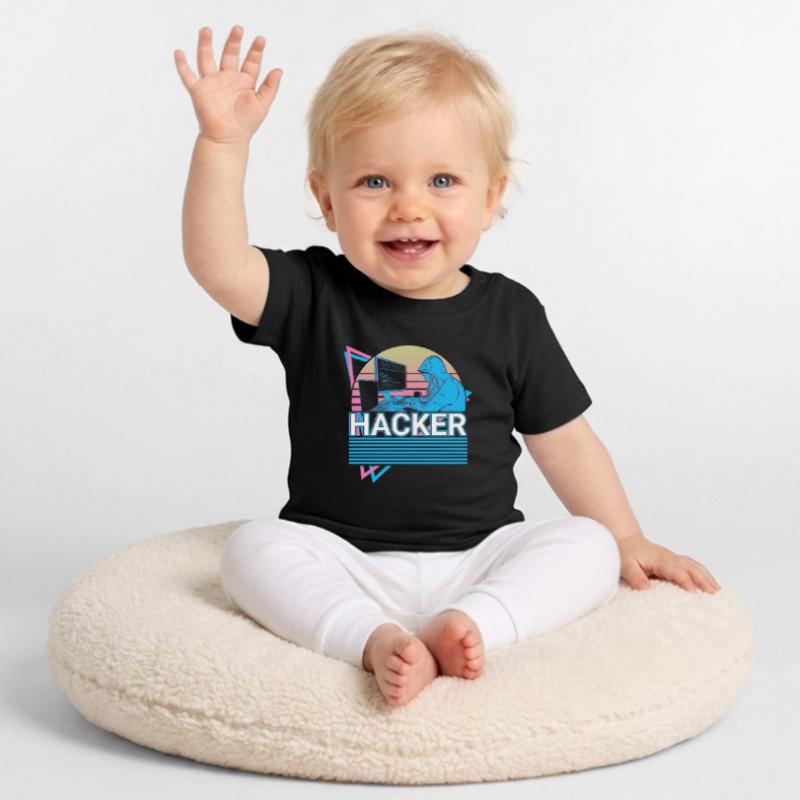 Hacker Coding Programmer Vaporwave Aesthetic Baby Organic T-Shirt with Round Neck