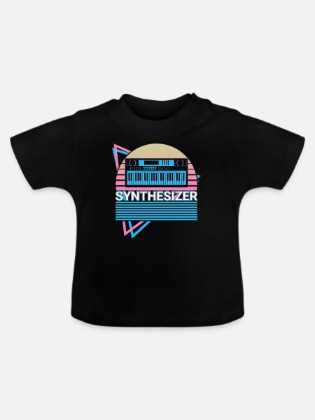 Synthesizer Retro Geschenk - Baby Bio-T-Shirt mit Rundhals - Schwarz