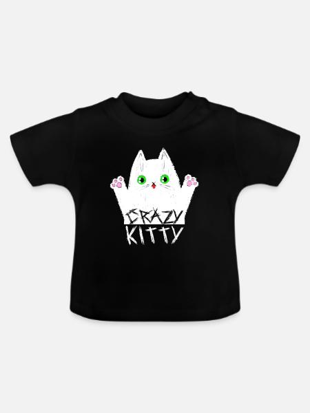 Crazy Kitty - Baby Bio-T-Shirt mit Rundhals - Schwarz