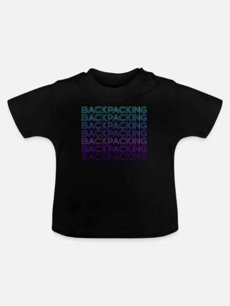 Backpacking Camping Wandern Retro - Baby Bio-T-Shirt mit Rundhals - Schwarz