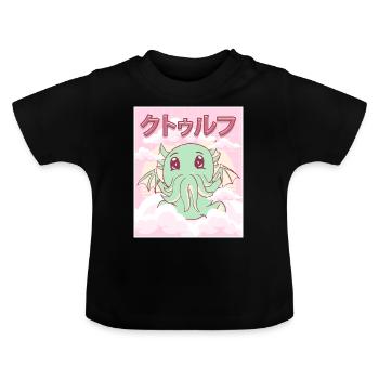 Kawaii Cthulhu Necronomicon Cthulhu Monster - Baby Bio-T-Shirt mit Rundhals - Schwarz - Vorne