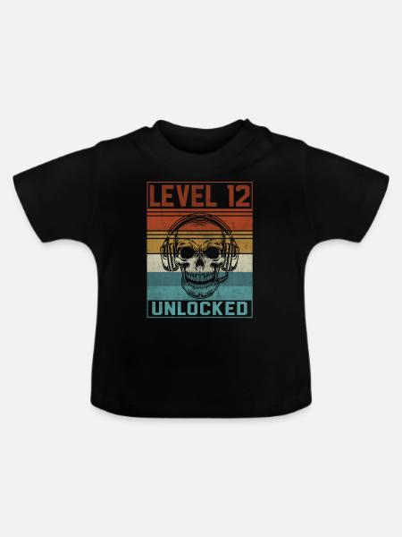 Gamer 12th Birthday - Baby Bio-T-Shirt mit Rundhals - Schwarz