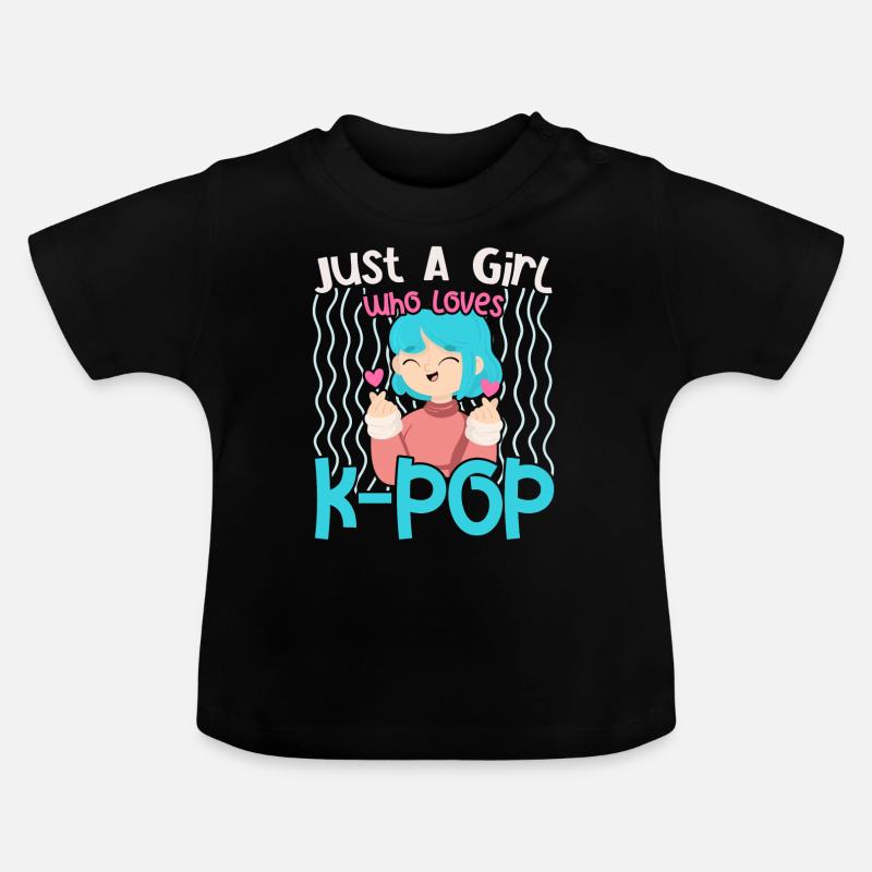 Juste une fille qui aime K-Pop Corée Popm coréen - T-shirt bio col rond Bébé - noir