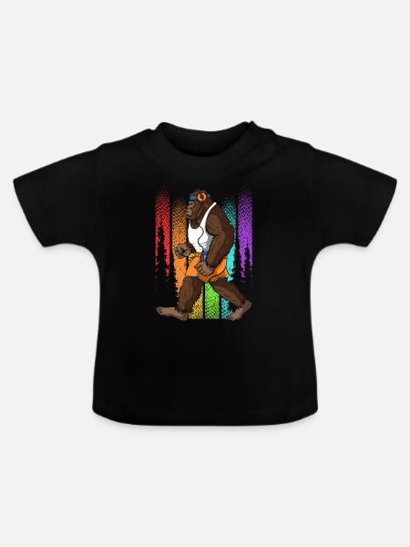Retro Walking Bigfoot Unheimlich - Baby Bio-T-Shirt mit Rundhals - Schwarz
