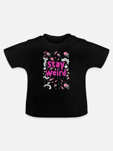 Stay Weird Unterwasser-Quallen - Baby Bio-T-Shirt mit Rundhals - Schwarz