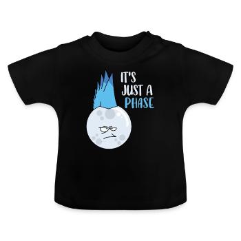 Es ist nur eine Phase Lustiger Vollmond Wortspiel Mondzyklus - Baby Bio-T-Shirt mit Rundhals - Schwarz - Vorne