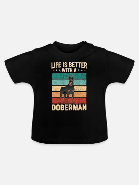 Dobermann Pinscher Hund - Baby Bio-T-Shirt mit Rundhals - Schwarz