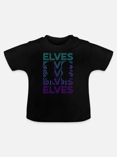 Elfen Elf Retro Geschenk - Baby Bio-T-Shirt mit Rundhals - Schwarz