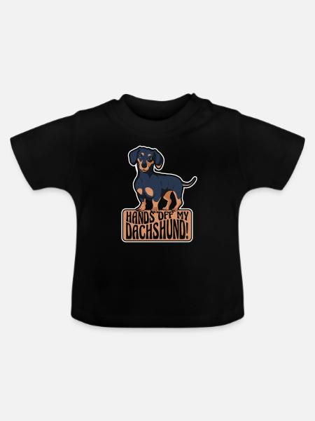 Dackel Hund - Baby Bio-T-Shirt mit Rundhals - Schwarz