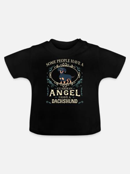 Dackel Hund - Baby Bio-T-Shirt mit Rundhals - Schwarz