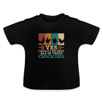 Huhn - Baby Bio-T-Shirt mit Rundhals - Schwarz - Vorne