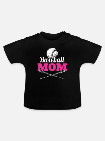 Baseball-Mutter Frauen Baseball-Fan - Baby Bio-T-Shirt mit Rundhals - Schwarz
