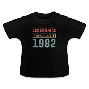 Légendaire Depuis Juillet 1982 Anniversaire Cadeau - T-shirt bio col rond Bébé - noir - Devant