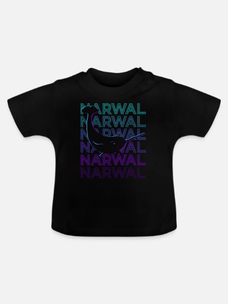 Narwal Narwhal Retro - Baby Bio-T-Shirt mit Rundhals - Schwarz