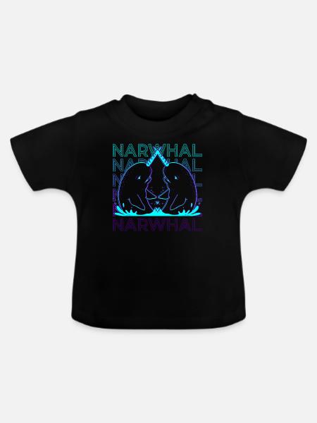 Narwal Narwal Retro - Baby Bio-T-Shirt mit Rundhals - Schwarz