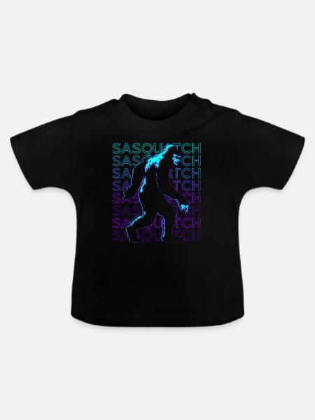 Sasquatch Bigfoot Retro - Baby Bio-T-Shirt mit Rundhals - Schwarz
