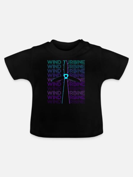 Windturbine Retro - Baby Bio-T-Shirt mit Rundhals - Schwarz