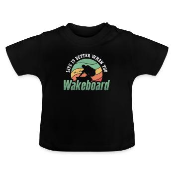 Wakeboard Wakeboarder Wakeboarding Wake Cadeau - T-shirt bio col rond Bébé - noir - Devant